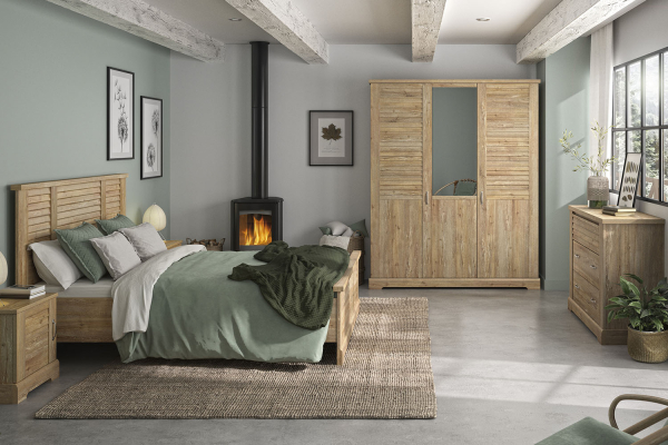 Armoire 3 portes effet persiennes Maël