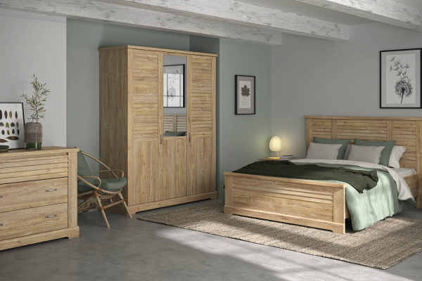 Armoire 3 portes effet persiennes Maël