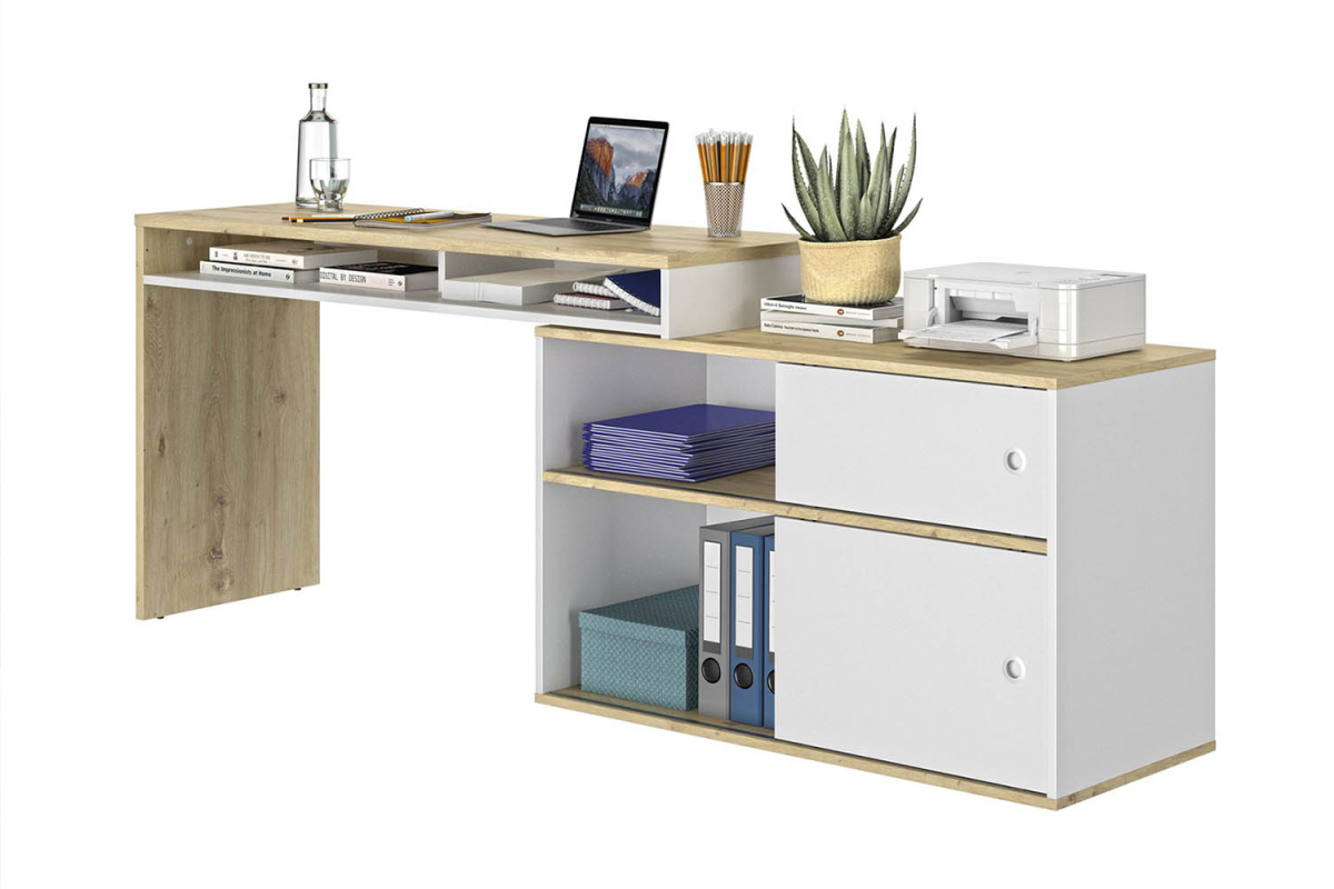 Bureau d’angle avec rangement modulable Théa