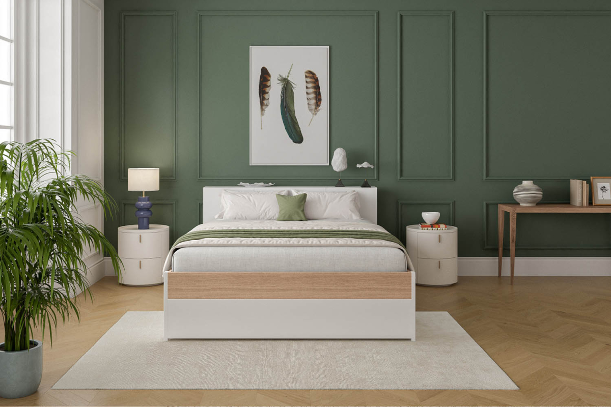 Lit en bois avec tête de lit Sato