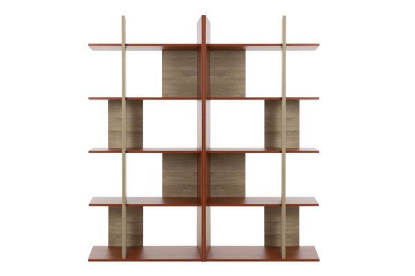 Bibliothèque 10 étagères Kea | Design chêne et terracotta