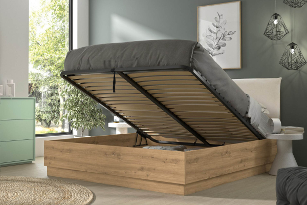Lit coffre en bois avec tête de lit Malo