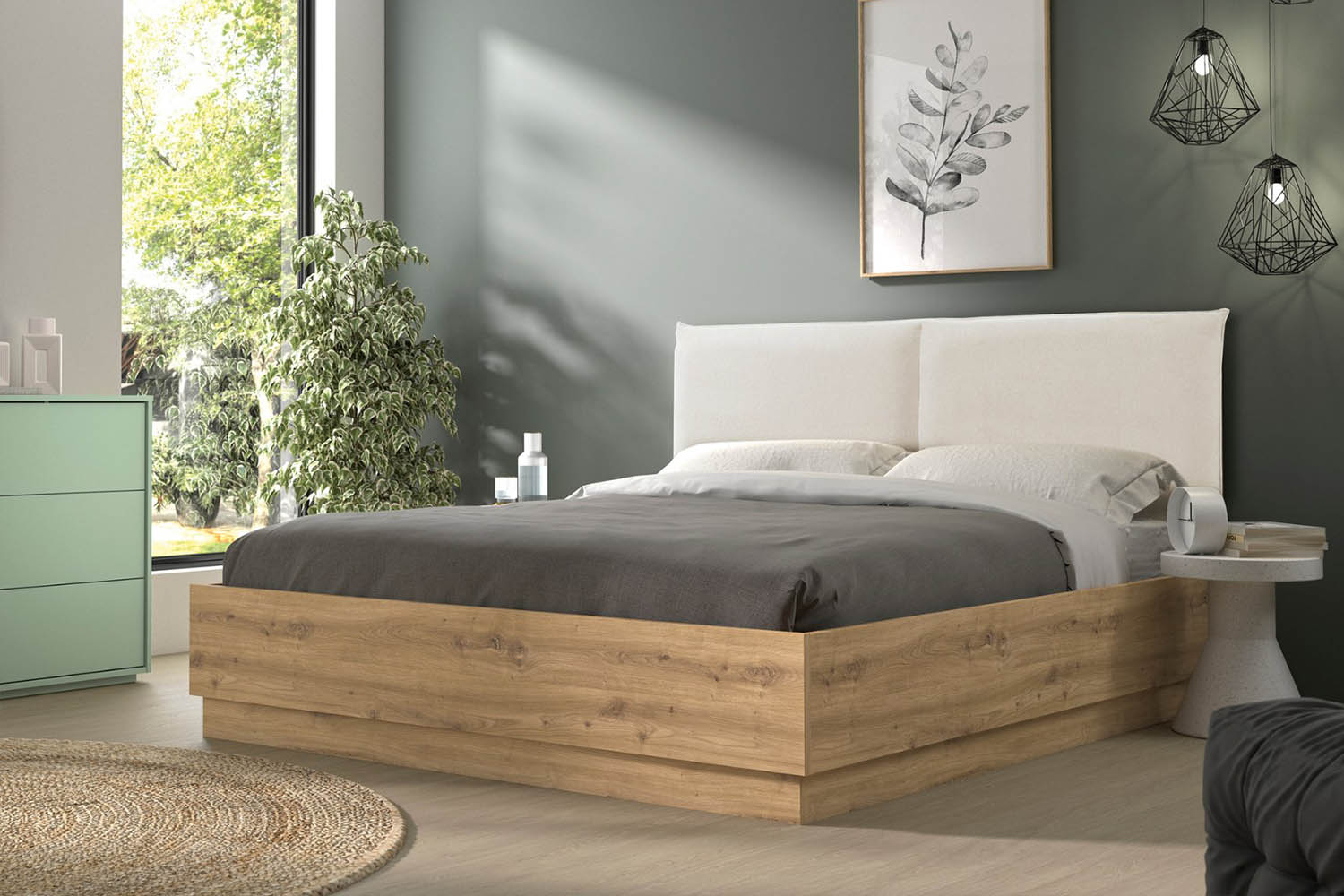 Lit coffre en bois avec tête de lit Malo