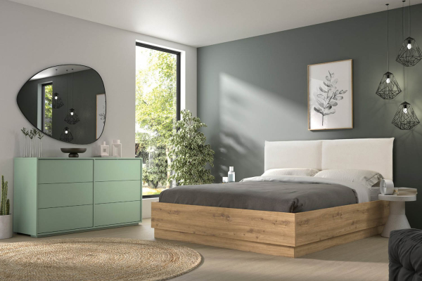Lit coffre en bois avec tête de lit Malo