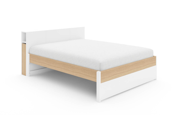 Sato wood bed with headboard