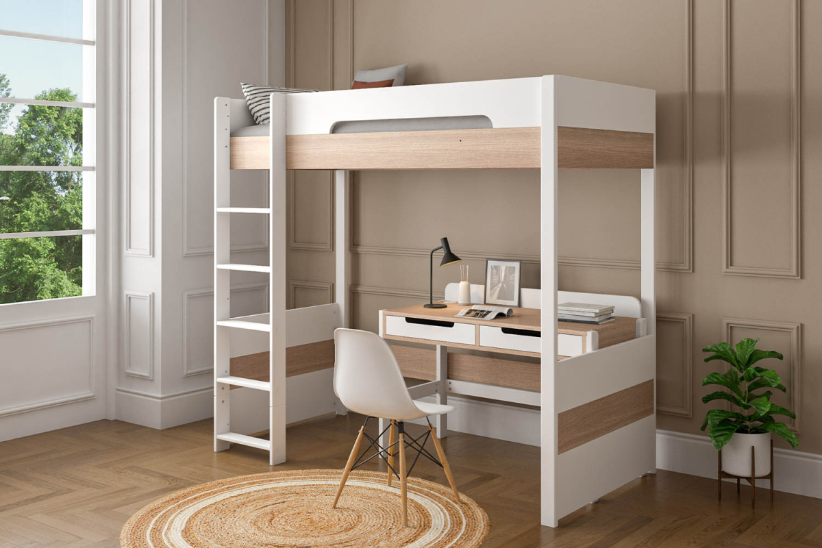Lit mezzanine en bois Sato