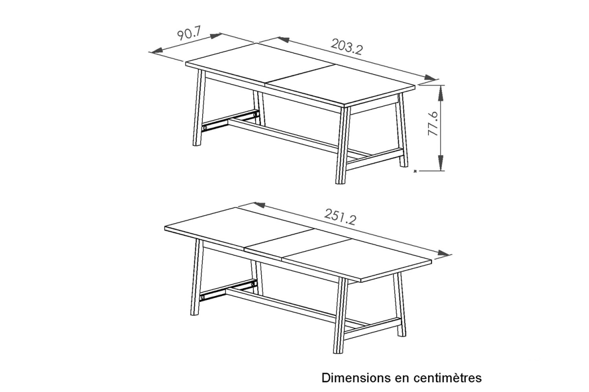 Table avec rallonge 8-10 pers. Céleste