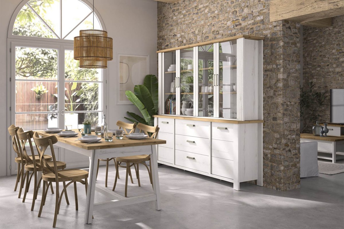 Buffet 2 portes 3 tiroirs 220 cm Céleste