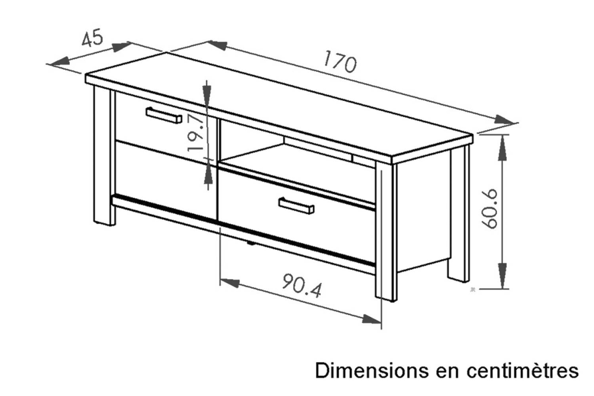 Meuble TV 1 tiroir 1 niche 170 cm Céleste