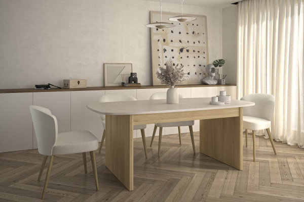 Table avec rallonge effet pierre 8-10 pers. Eos