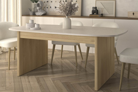 Table avec rallonge effet pierre 8-10 pers. Eos