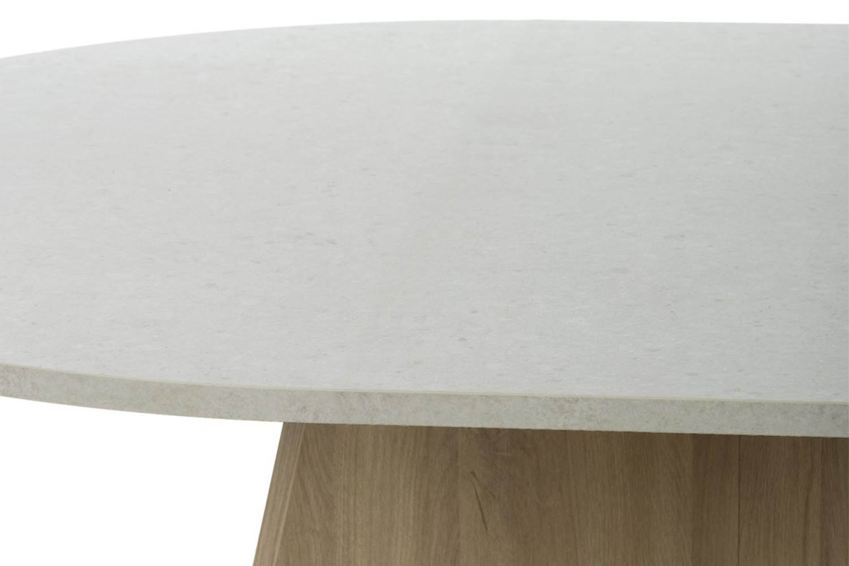 Table ronde avec rallonge effet pierre 5 pers. Eos