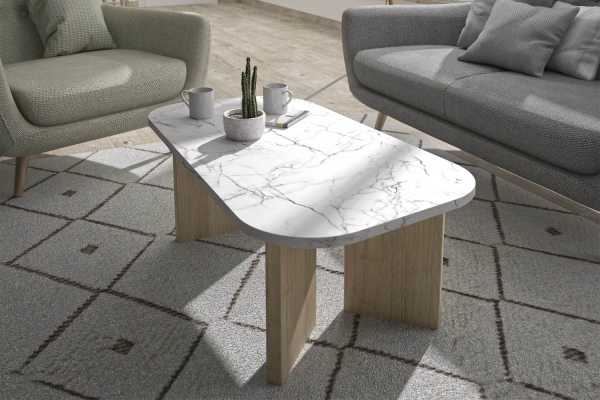 Table basse effet marbre 105 cm Lune