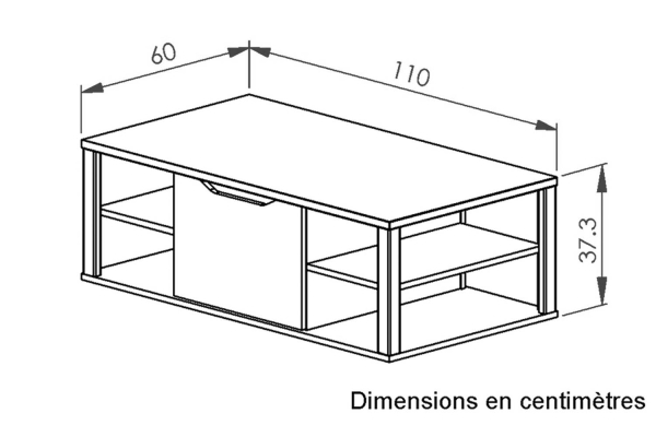 Table basse avec rangement 110 cm Nova