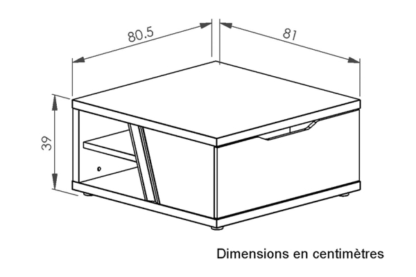 Table basse 1 tiroir carrée 81 cm Tivoli