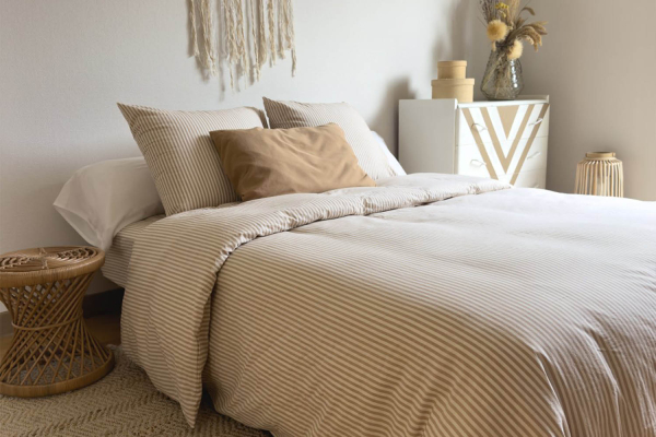 Drap housse Percale de Coton Bio Rayé