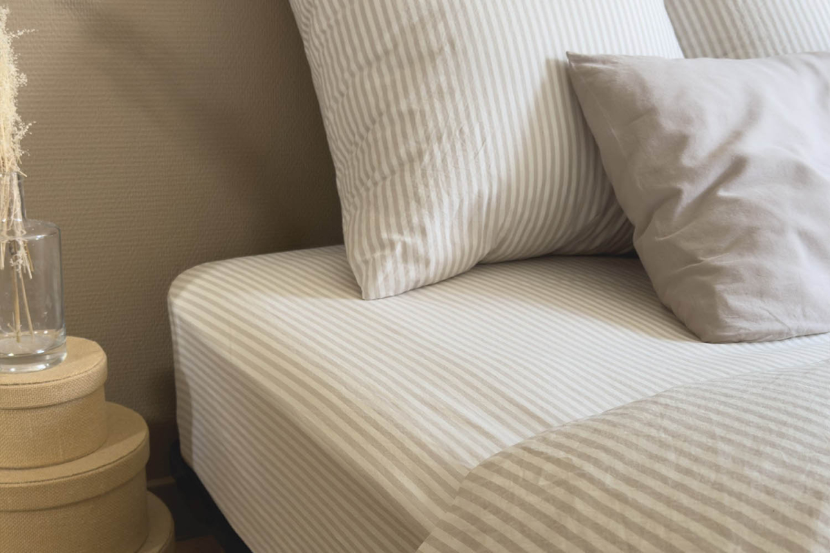 Drap housse Percale de Coton Bio Rayé