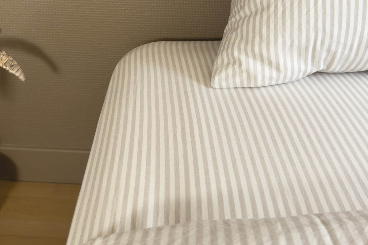 Drap housse Percale de Coton Bio Rayé