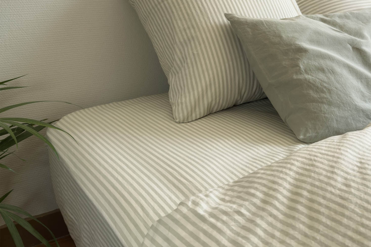 Drap housse Percale de Coton Bio Rayé