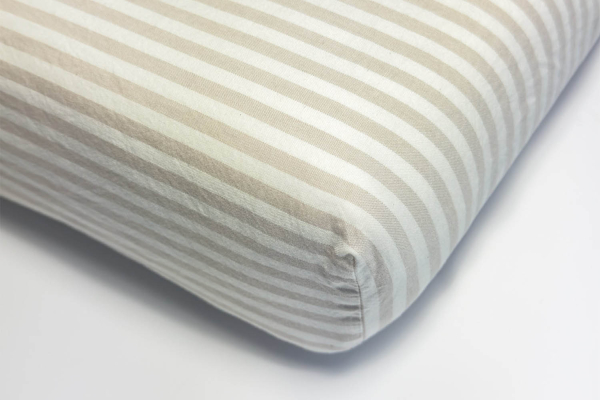 Drap housse en percale de coton bio rayé | Maison Aveni
