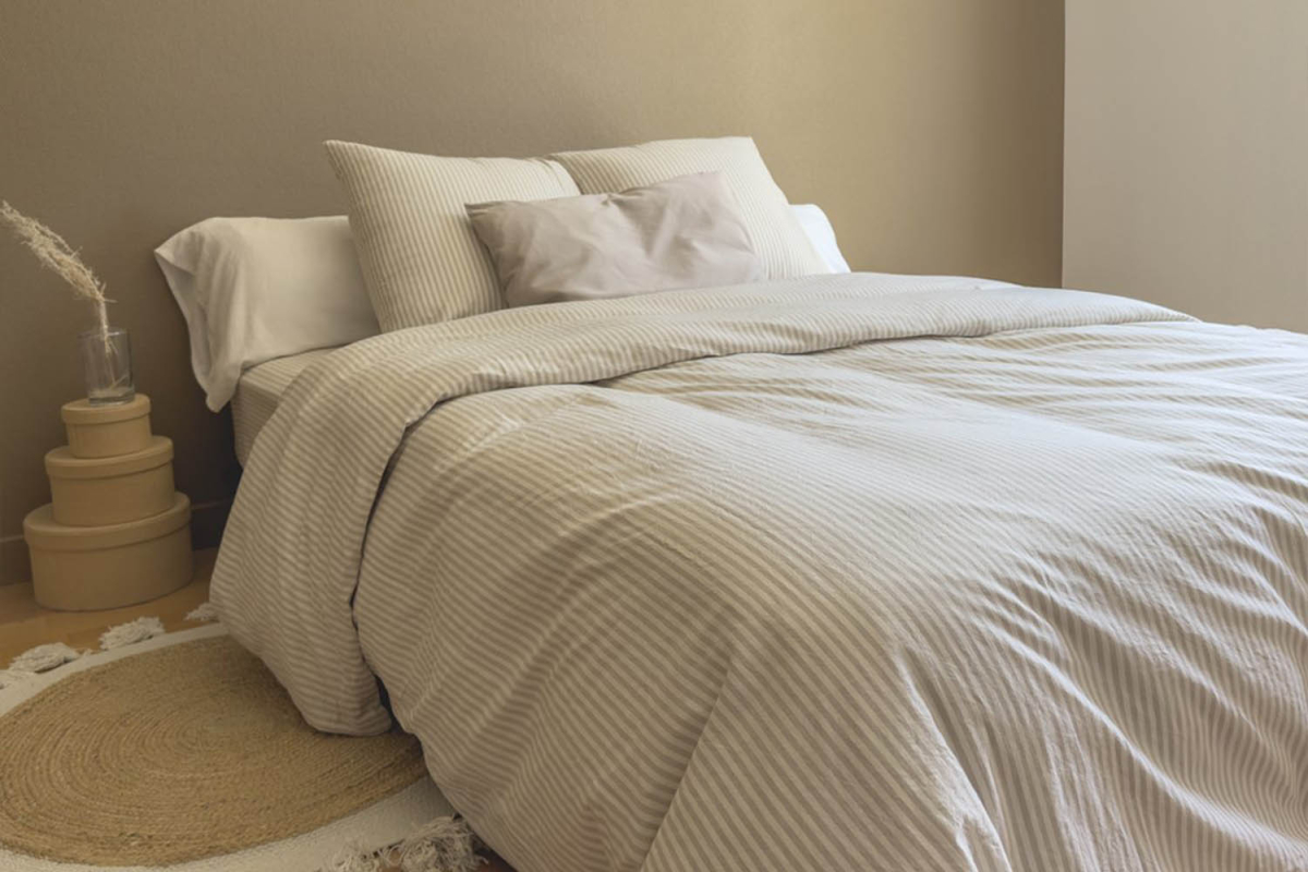 Drap housse Percale de Coton Bio Rayé