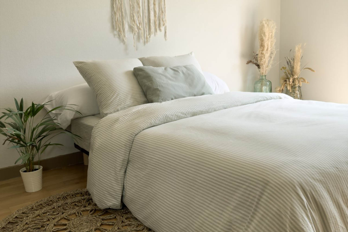 Drap housse Percale de Coton Bio Rayé