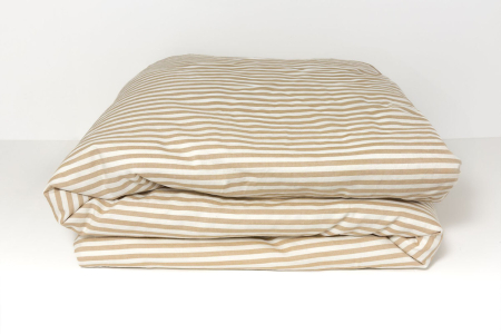 Housse de couette en percale de coton bio rayé|Maison Aveni
