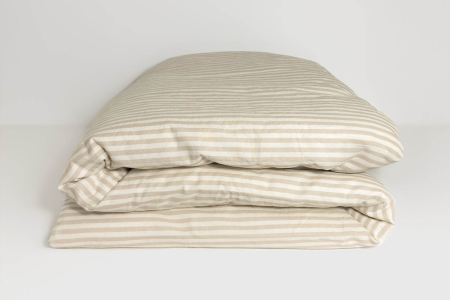 Housse de couette en percale de coton bio rayé|Maison Aveni