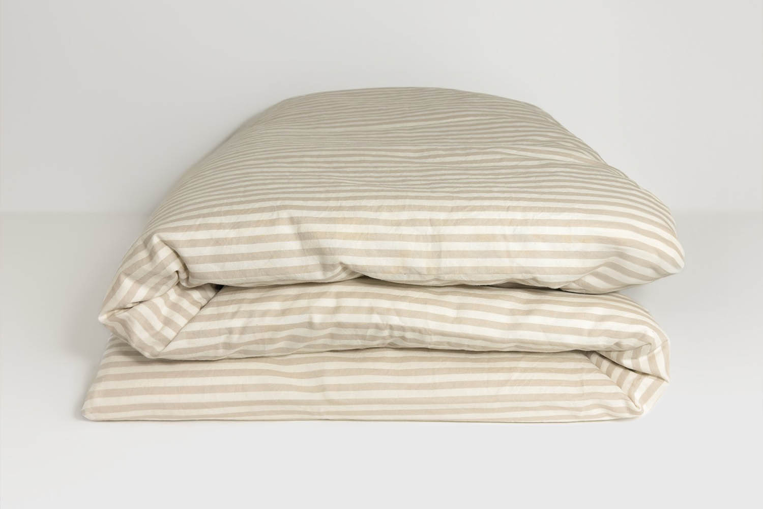 Housse de couette en percale de coton bio rayé|Maison Aveni