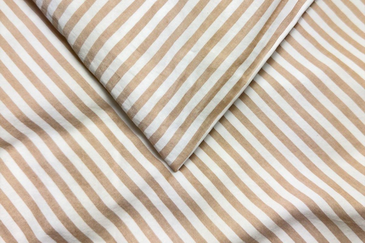 Housse de couette en percale de coton bio rayé|Maison Aveni