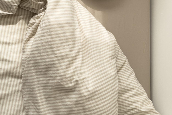 Housse de couette en percale de coton bio rayé|Maison Aveni