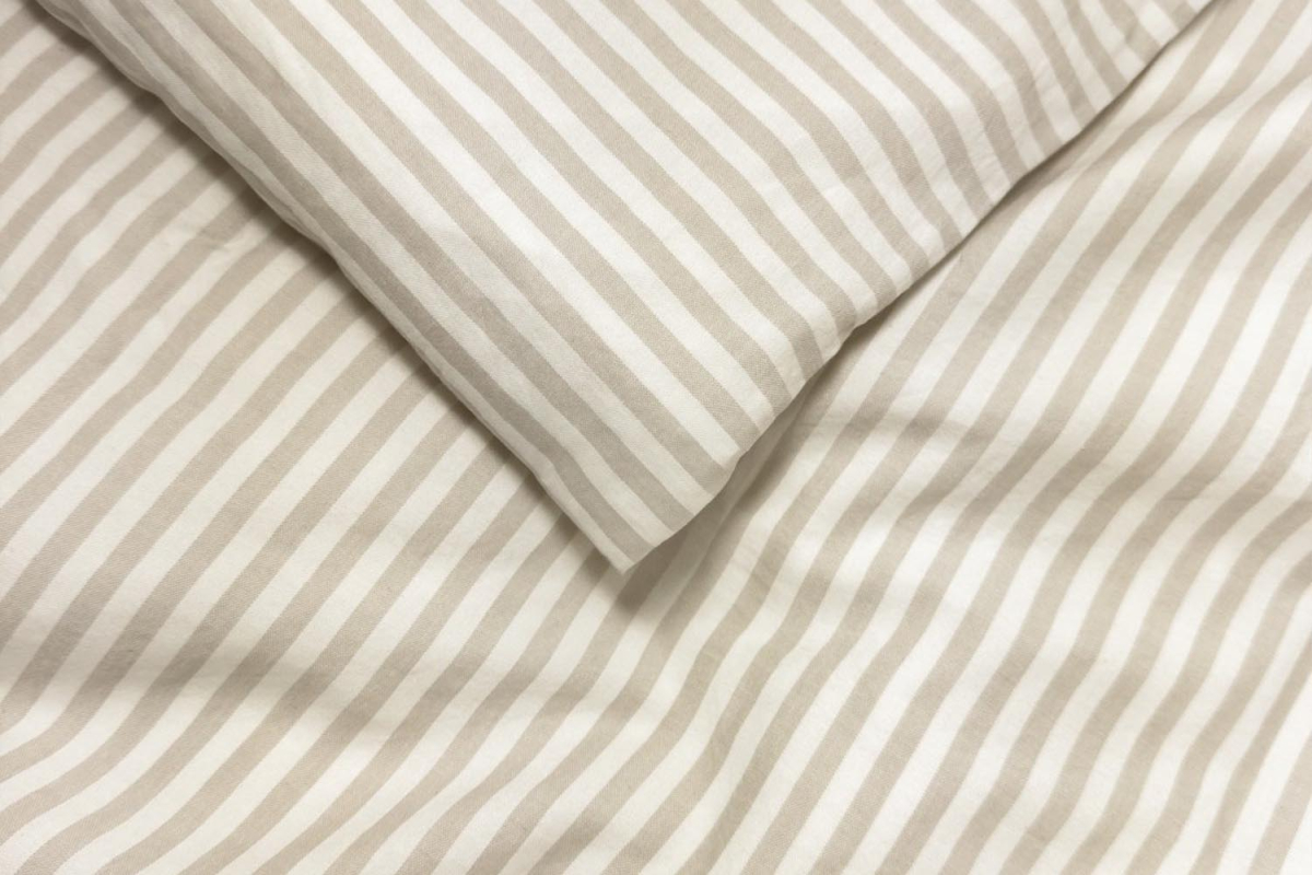 Housse de couette en percale de coton bio rayé|Maison Aveni