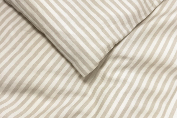Housse de couette en percale de coton bio rayé|Maison Aveni
