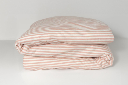 Housse de couette en percale de coton bio rayé|Maison Aveni