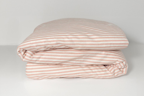 Housse de couette en percale de coton bio rayé|Maison Aveni