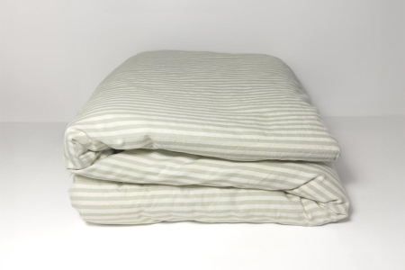 Housse de couette en percale de coton bio rayé|Maison Aveni