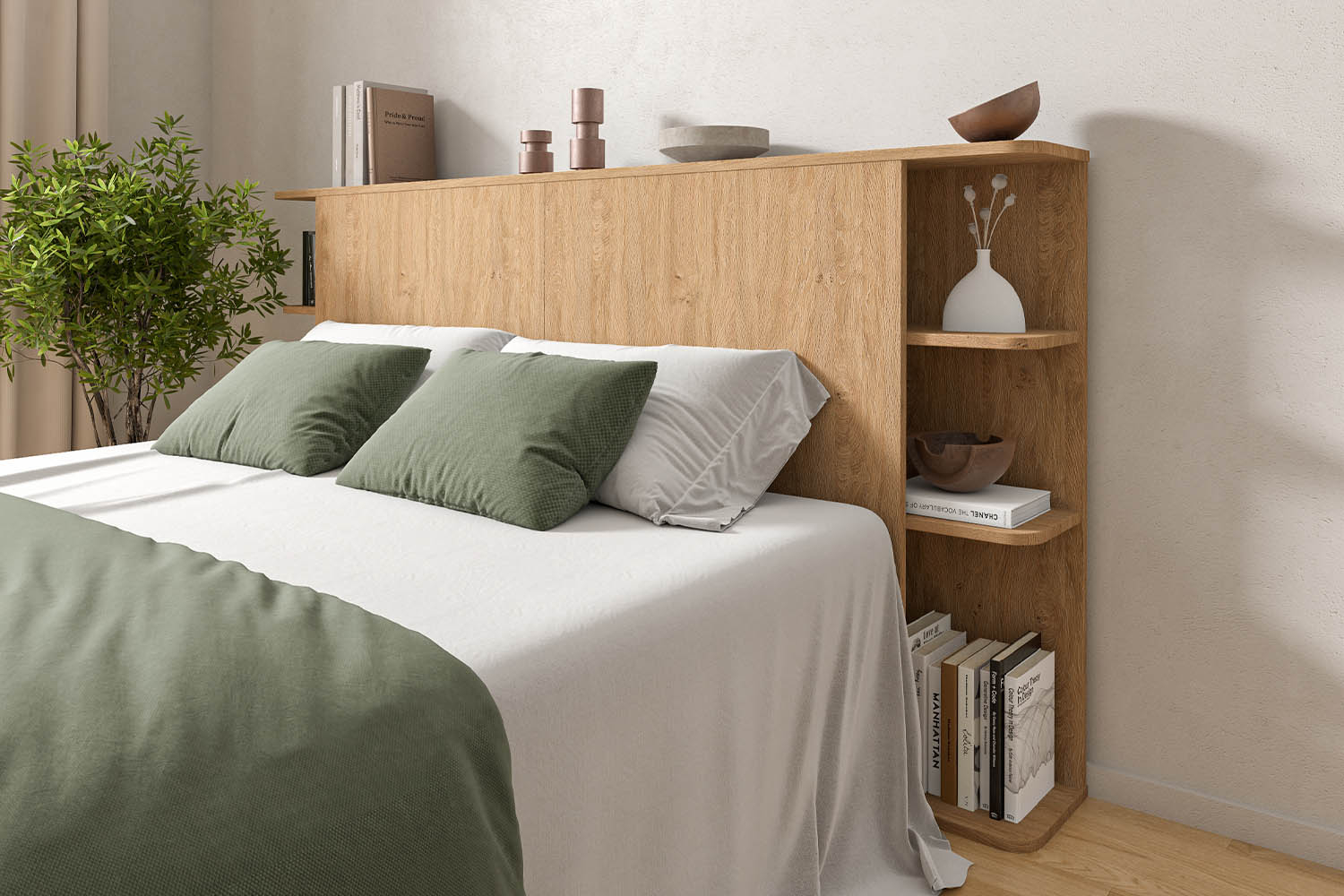 Tête de lit en bois avec rangement 200cm Milla