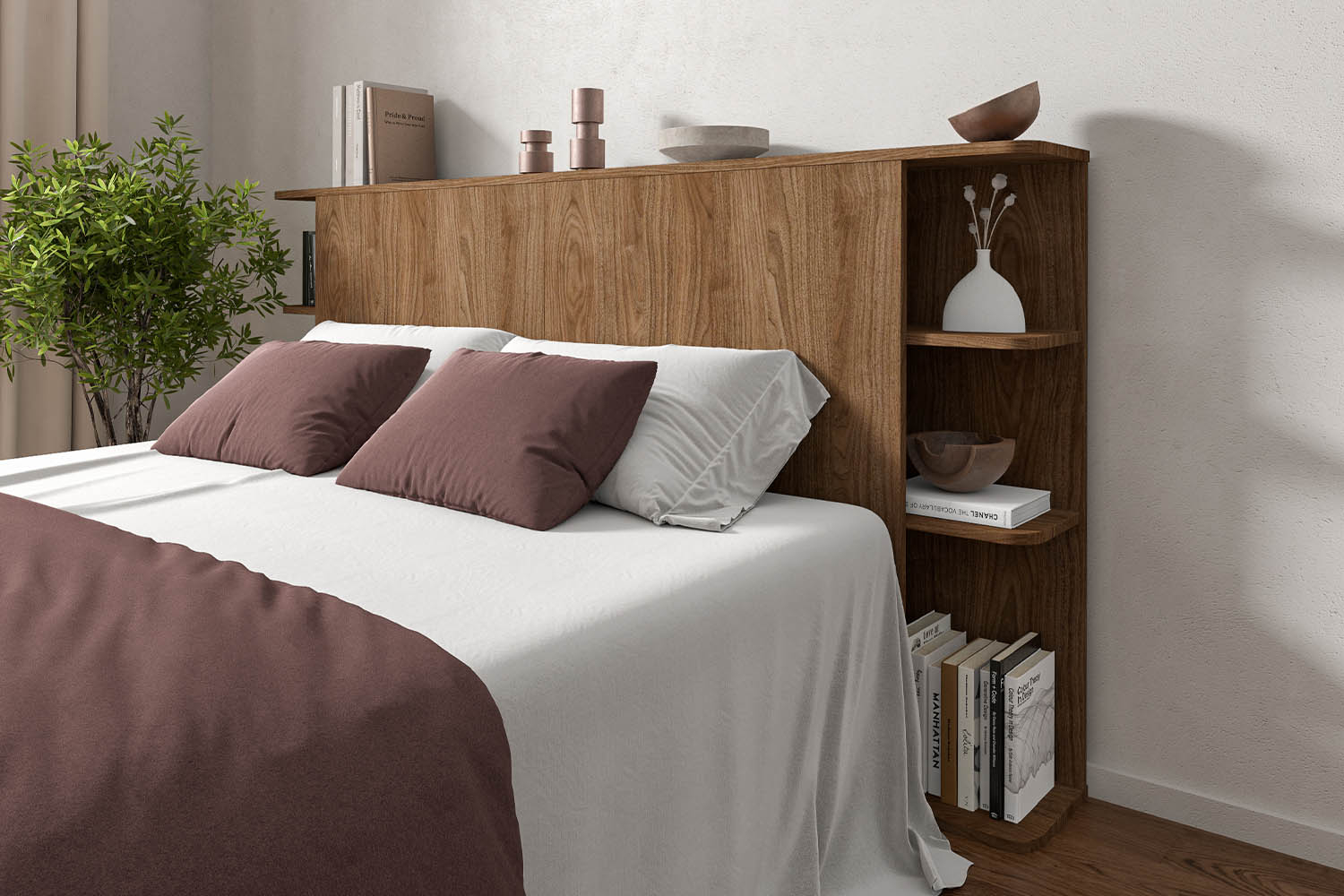 Tête de lit en bois avec rangement 200cm Milla