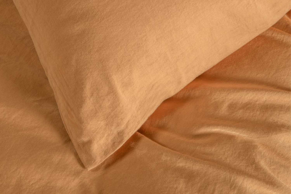 Taie d'oreiller en satin de coton bio lavé uni | Maison Aveni