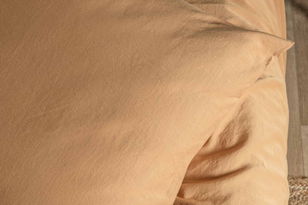 Taie d'oreiller en satin de coton bio lavé uni | Maison Aveni