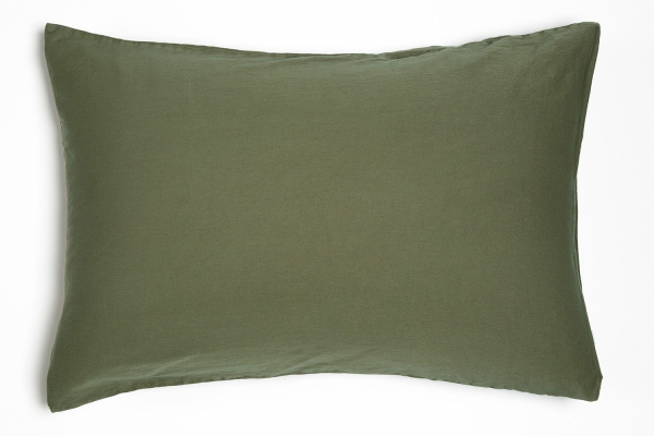 Taie d'oreiller en satin de coton bio lavé uni | Maison Aveni