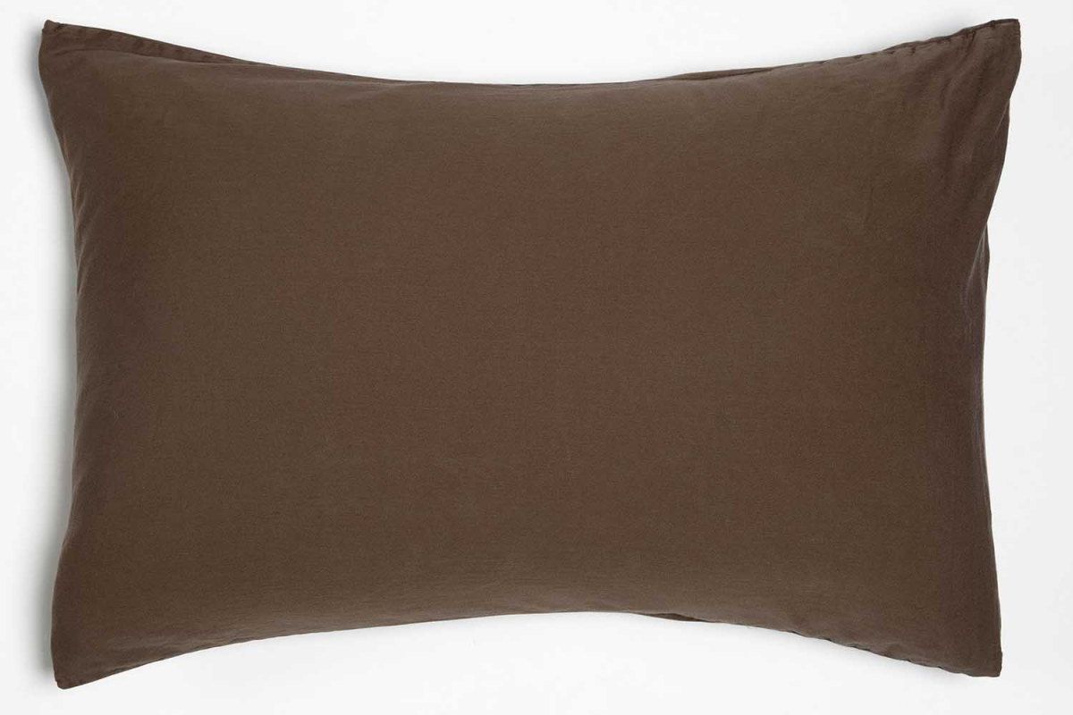 Taie d'oreiller en satin de coton bio lavé uni | Maison Aveni