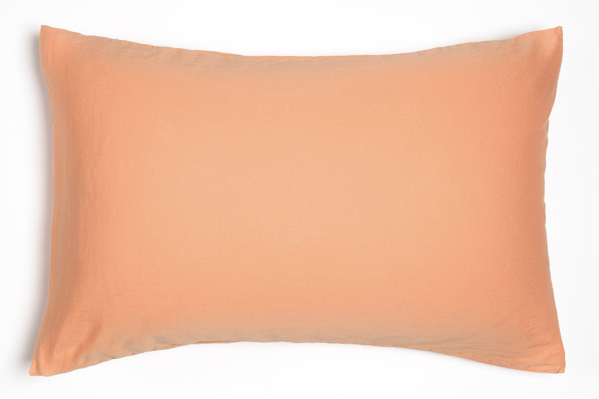 Taie d'oreiller en satin de coton bio lavé uni | Maison Aveni