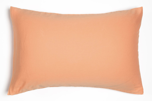 Taie d'oreiller en satin de coton bio lavé uni | Maison Aveni