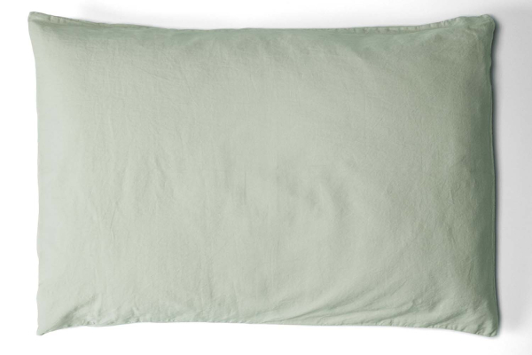 Taie d'oreiller en satin de coton bio lavé uni | Maison Aveni