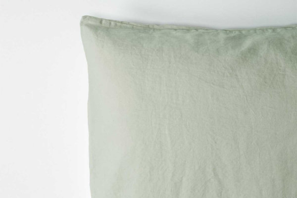 Taie d'oreiller en satin de coton bio lavé uni | Maison Aveni