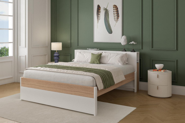 Tête de lit en bois avec porte et niche Sato