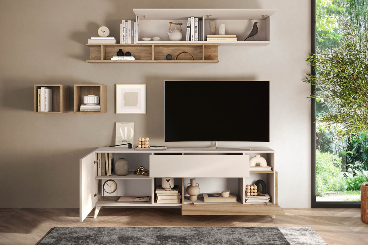 Meuble TV 1 porte 2 tiroirs 180 cm Anvers