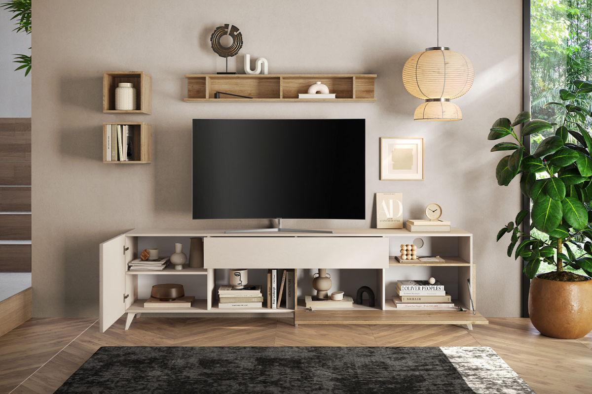 Meuble TV 1 porte 2 tiroirs 240 cm Anvers