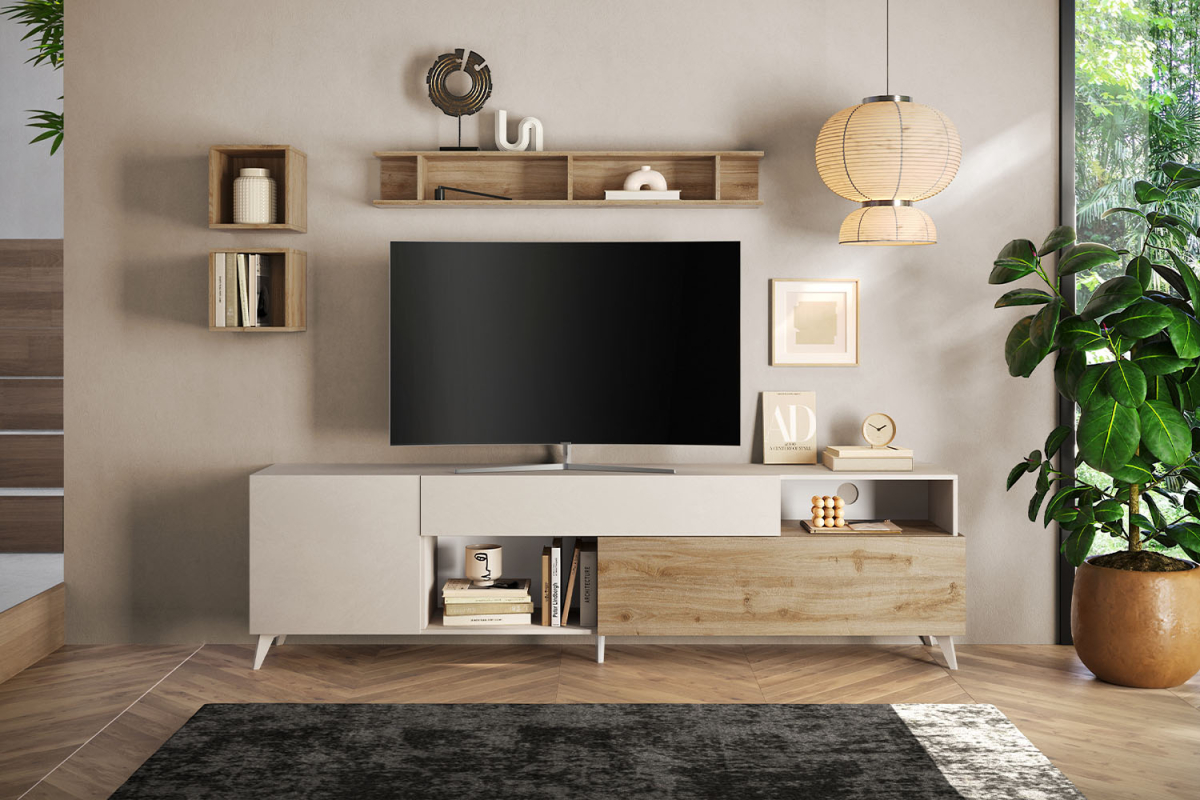 Meuble TV 1 porte 2 tiroirs 240 cm Anvers
